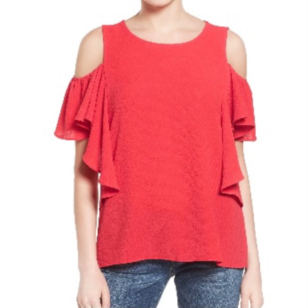 NWOT Cold Shoulder Ruffle Top